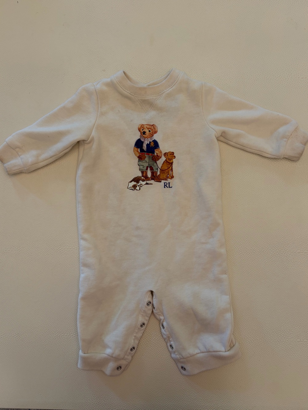 Ralph Lauren White Teddy Bear infant outfit, 6mo